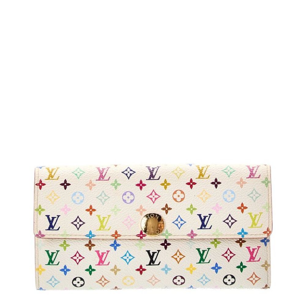 Louis Vuitton White Monogram Multicolor Canvas Sarah Wallet (Authentic